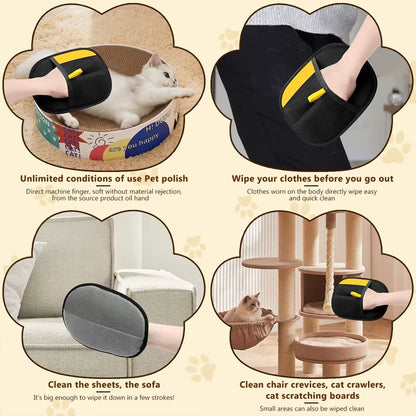 Pet Hair Remover Brush Kitten Hair Removal Gloves Deshedding Brush Glove for Dog Cat Double-Sided Fur Hair Cleaning Glove Carpet