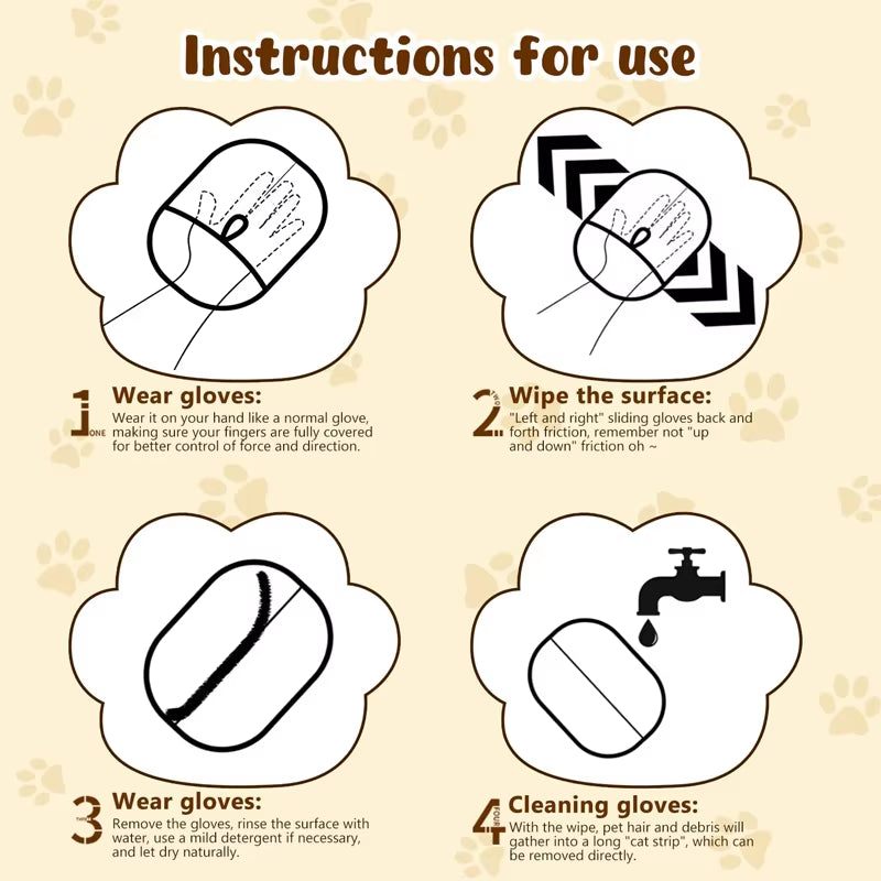 Pet Hair Remover Brush Kitten Hair Removal Gloves Deshedding Brush Glove for Dog Cat Double-Sided Fur Hair Cleaning Glove Carpet