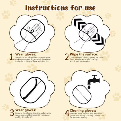 Pet Hair Remover Brush Kitten Hair Removal Gloves Deshedding Brush Glove for Dog Cat Double-Sided Fur Hair Cleaning Glove Carpet